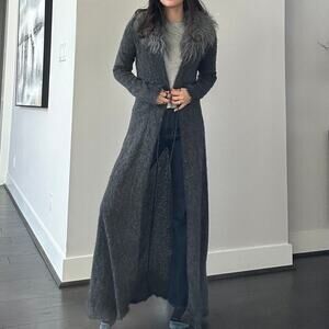 Zara Mohair Blend Faux Fur Duster Coat Medium